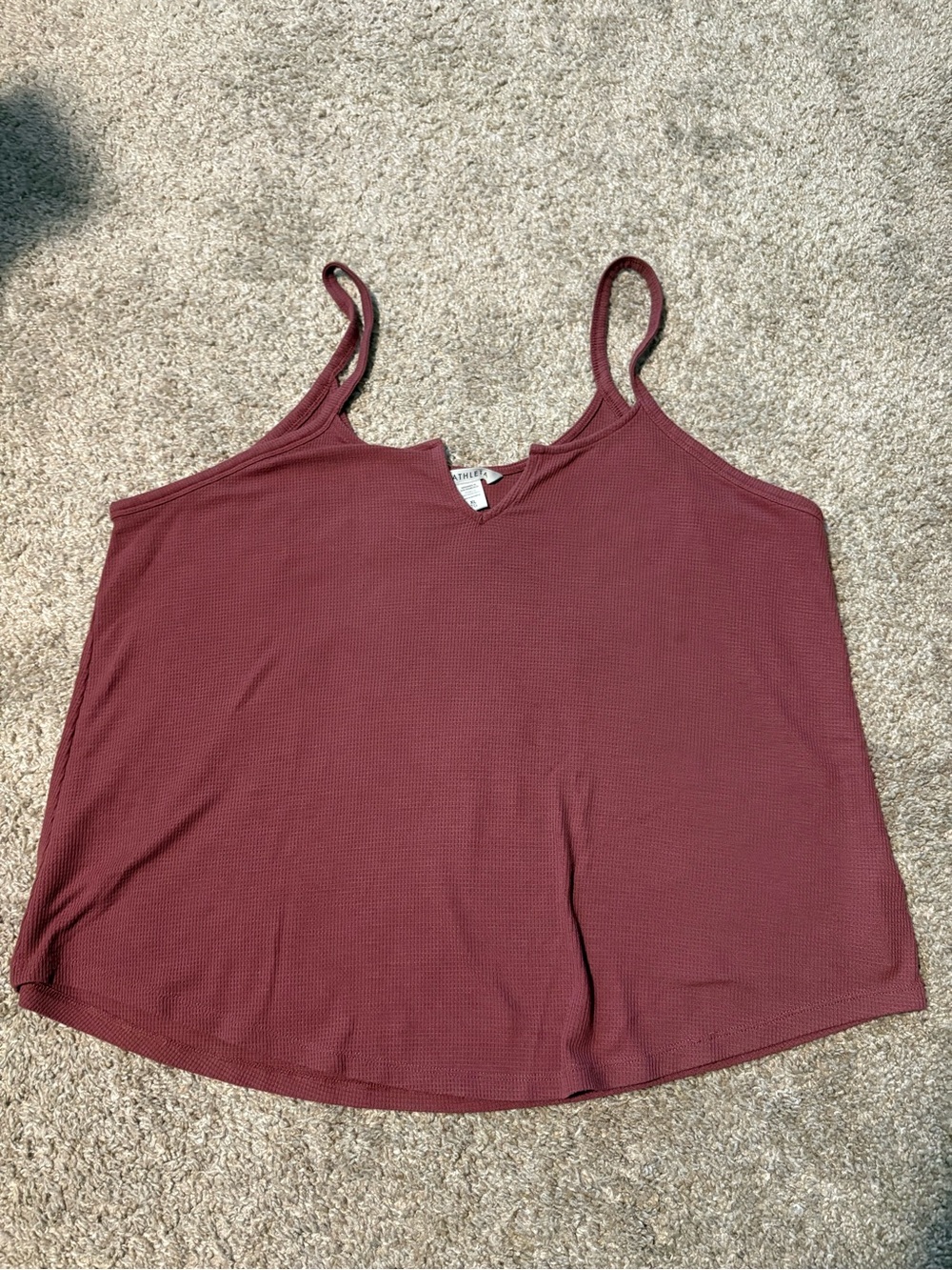 Athleta Waffle Knit Wind Down Sleep Spaghetti Strap Tank - Burgundy